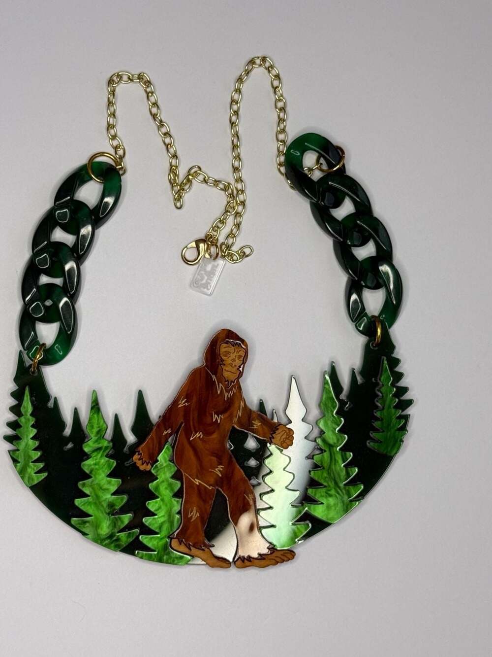 Sugar & Vice Bigfoot Forest Acrylic Statement Necklace